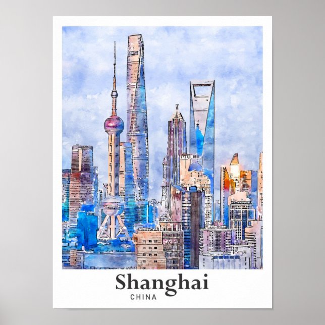 Póster Cámara de esbozo de acuarela para viajes de Shangh (Frente)