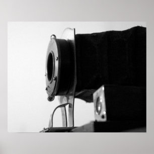 Póster Cámara de película de color blanco y negro con 16x