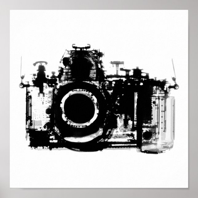 PÓSTER CÁMARA DE VISIÓN DE RAYOS X - BLANCO Y NEGRO (Frente)