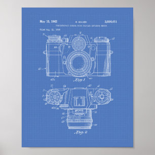Póster Cámara fotográfica 1959 Patent Art - Blueprint