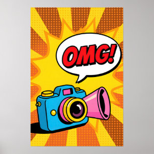 Póster Cámara Retro Pop Art