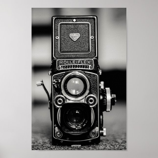 Póster Cámara vintage en blanco y negro (Frente)