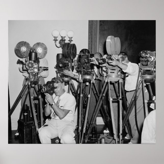 Póster Cámaras antiguas en la Casa Blanca, años 30 (Frente)