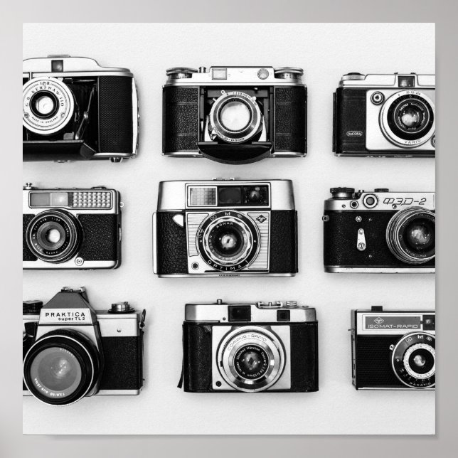 Póster Cámaras en blanco y negro (Frente)