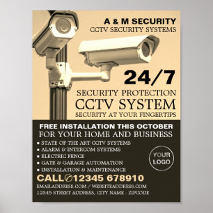 Póster Cámaras montadas por CCTV, publicidad de seguridad