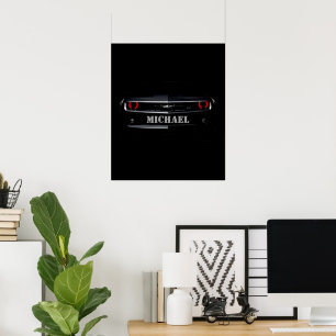 Póster Camaro Chevy negro genial personalizado Tu nombre