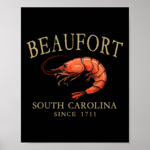 Póster Camarón de Beaufort Carolina del Sur Desde 1711 Le