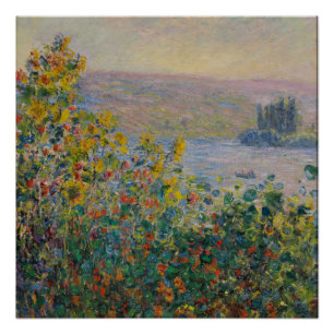 Póster Camas de flores en Vétheuil - Claude Monet