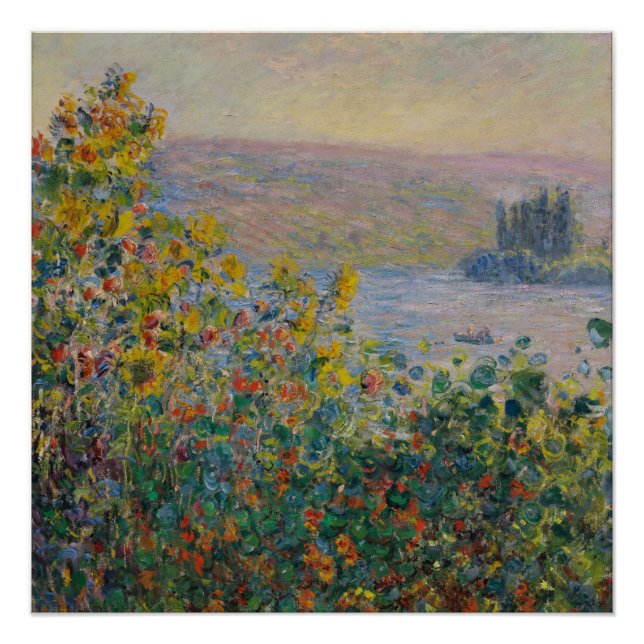 Póster Camas de flores en Vétheuil - Claude Monet (Anverso)