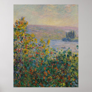 Póster Camas de flores en Vétheuil Monet