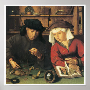 Póster Cambiador de dinero y su esposa, Quentin 1514