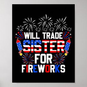 Póster Cambiaré Hermana Por Fuegos Artificiales Divertido