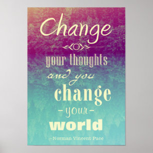 Póster Cambie su poster de motivación de los pensamientos