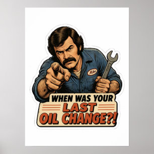 Póster Cambio de Aceite de Mecánico Divertido Meme de Coc