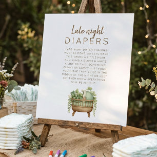 Póster Cambio de Pañal Nocturno en Baby Shower de Product