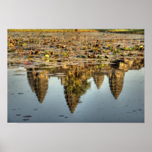 Póster Camboya, Angkor Wat. Reflejo del templo