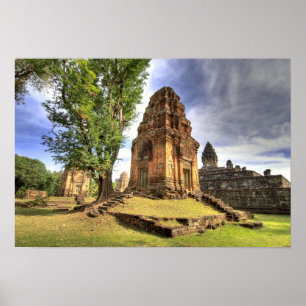 Póster Camboya, Angkor Wat. Vista del Templo Bakong.