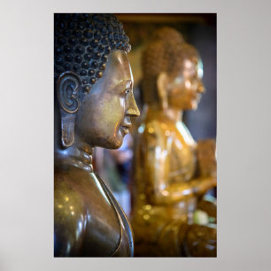 Póster Camboya, Nom Pen. Estatuas de Buda