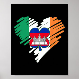Póster Camboya Orgullosa Bandera Camboyana Día de San Pat