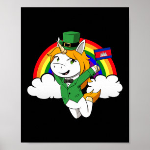 Póster Camboya Orgullosa Bandera Camboyana Día de San Pat