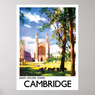 Póster Cambridge, capilla del King's College, Reino Unido