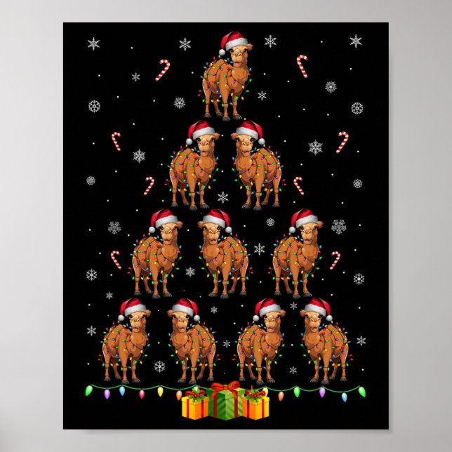 Póster Camel Santa Hat Xmas enciende a los hombres mujere (Frente)