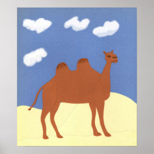 Póster Camel sobre las dunas del desierto