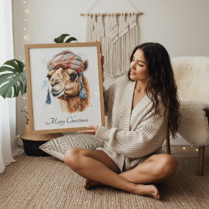 Póster Camello navidad, personalizable