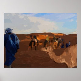 Póster Camellos en el Sahara