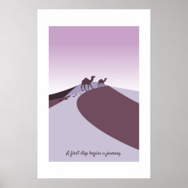 Póster Camellos Serenos Modernos Caminando por el Desiert