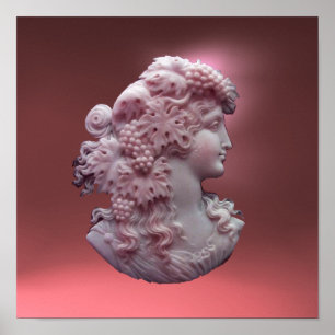 PÓSTER CAMEO ANTIGUO, DAMA CON UVAS Y VID