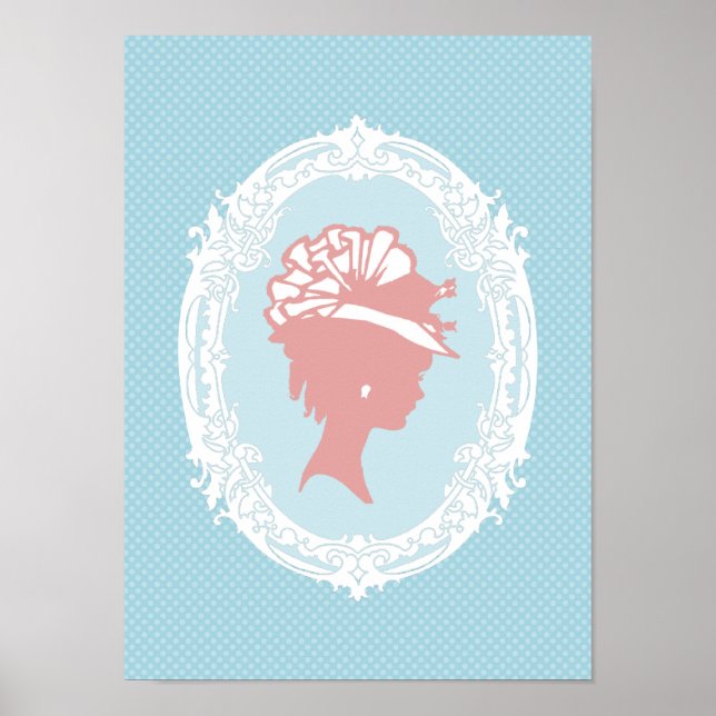 Póster Cameo de cosecha azul y rosa (Frente)