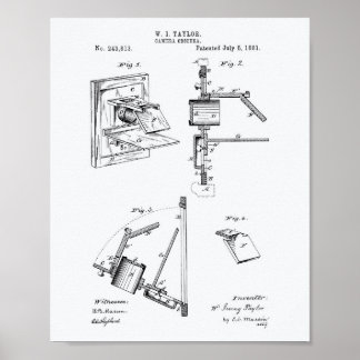 Póster Camera Obscura 1881 Patent Art - Libro Blanco