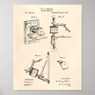 Póster Camera Obscura 1881 Patent Art - Peper antiguo