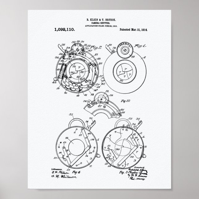 Póster Camera Shutter 1914 Patent Art White Paper (Frente)