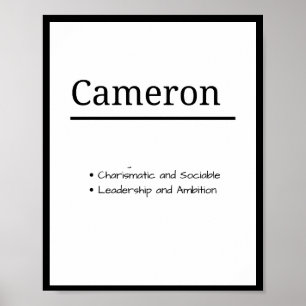 Póster Cameron, definición de nombre personalizado del ni