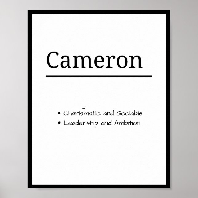 Póster Cameron, definición de nombre personalizado del ni (Frente)