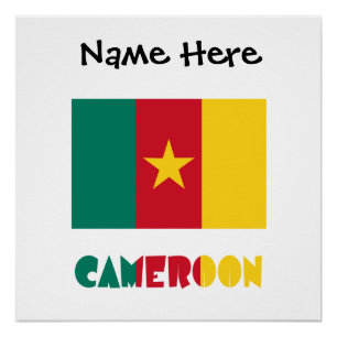 Póster Camerún Bandera Camerunesa Negra Personalización 