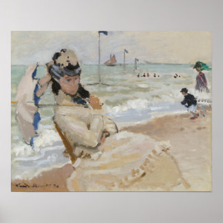 Póster Camille en la playa de Trouville (1870)