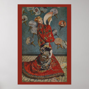 Póster Camille Monet con traje japonés por Claude Monet