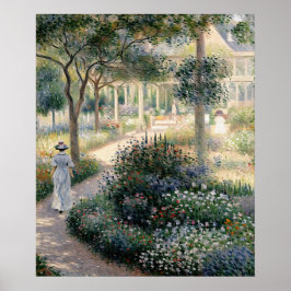 Póster Camille Monet en el jardín de Argenteuil