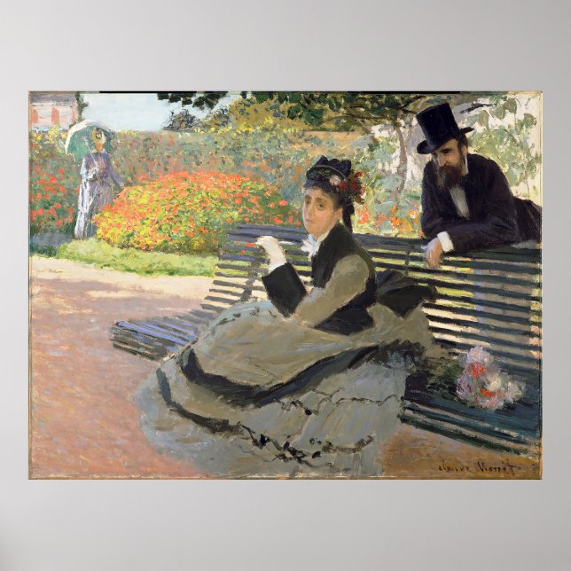 Póster Camille Monet en un banco Claude Monet (Frente)
