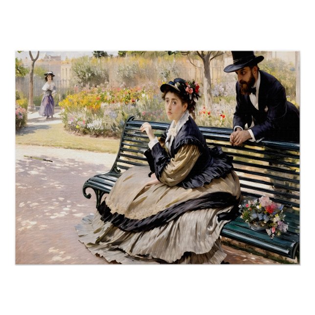 Póster Camille Monet en un banco de jardín (Anverso)