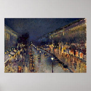 Póster Camille Pissarro Boulevard Montmartre at Night