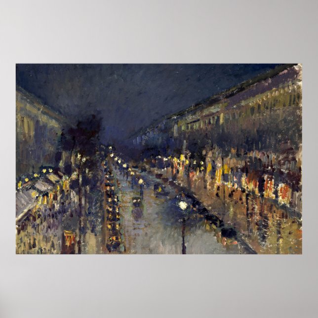 Póster Camille Pissarro Boulevard Montmartre at Night (Frente)