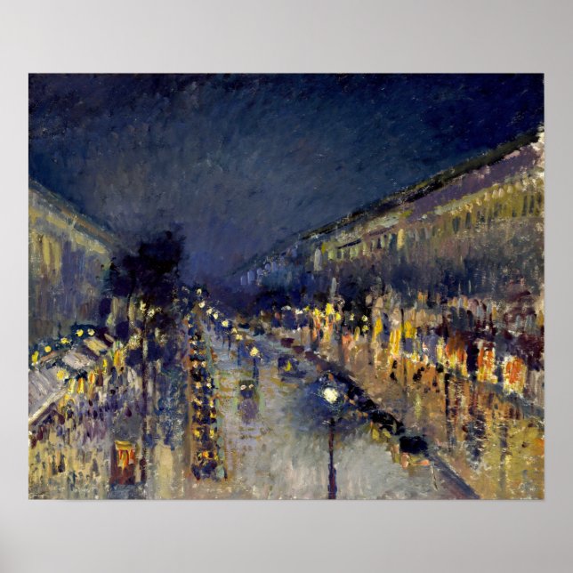 Póster Camille Pissarro - Boulevard Montmartre de noche (Frente)
