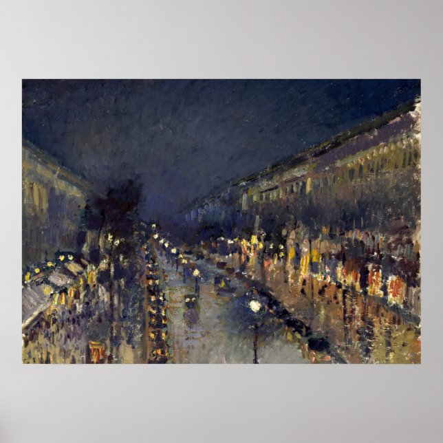 Póster Camille Pissarro Boulevard Montmartre de noche (Frente)