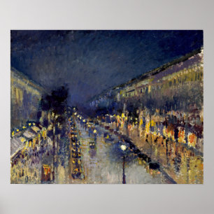 Póster Camille Pissarro - Bulevar Montmartre de noche
