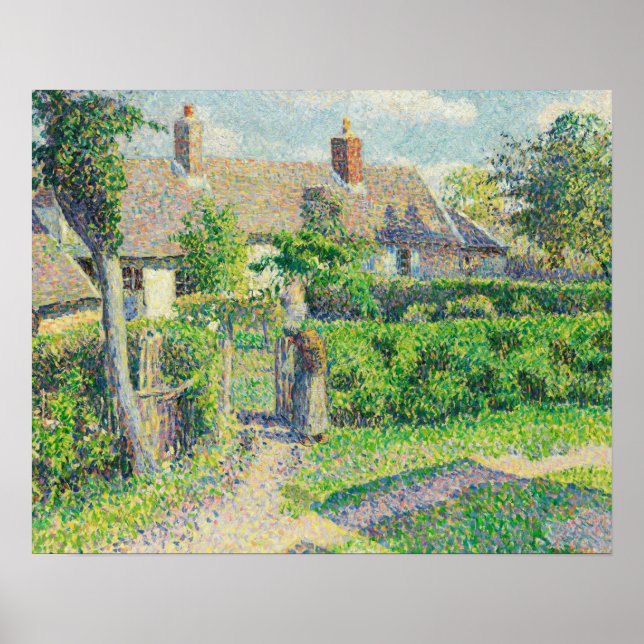 Póster Camille Pissarro - Casas de campesinos, Eragny (Frente)