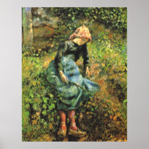 Póster Camille Pissarro - Chica campesina w. Aceite Stick